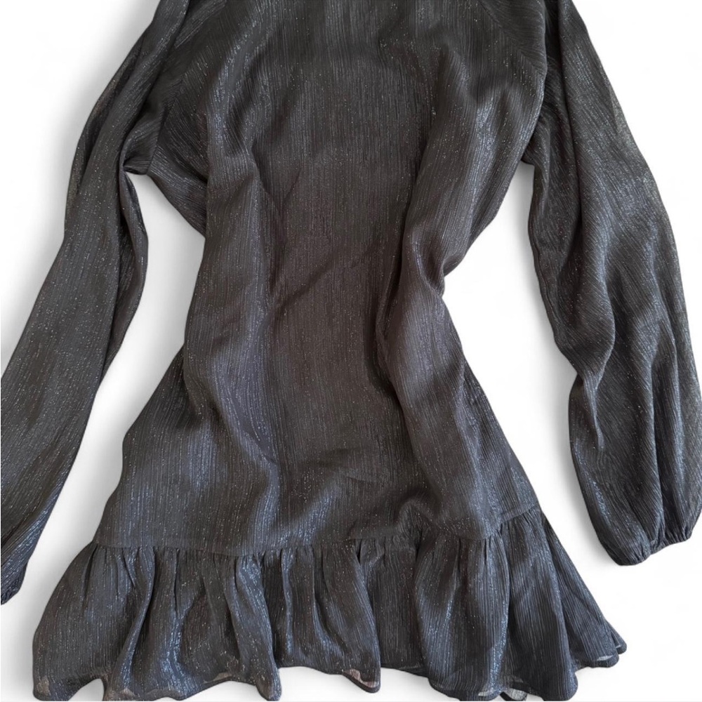 Forever 21 Black Metallic Long Sleeve Mini Dress